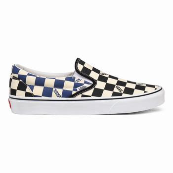 Vans Big Check Classic - Miesten Slip-on kengät - Mustat/Laivastonsininen